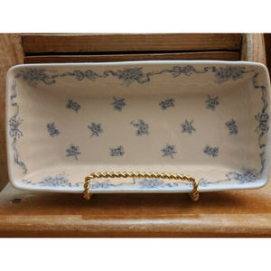 Laura Ashley Ribbons Vanity/Dresser Jewelry Dish Tray England 1980s Blue Floral